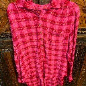 Anthropologie Fuchsia Plaid Shirt